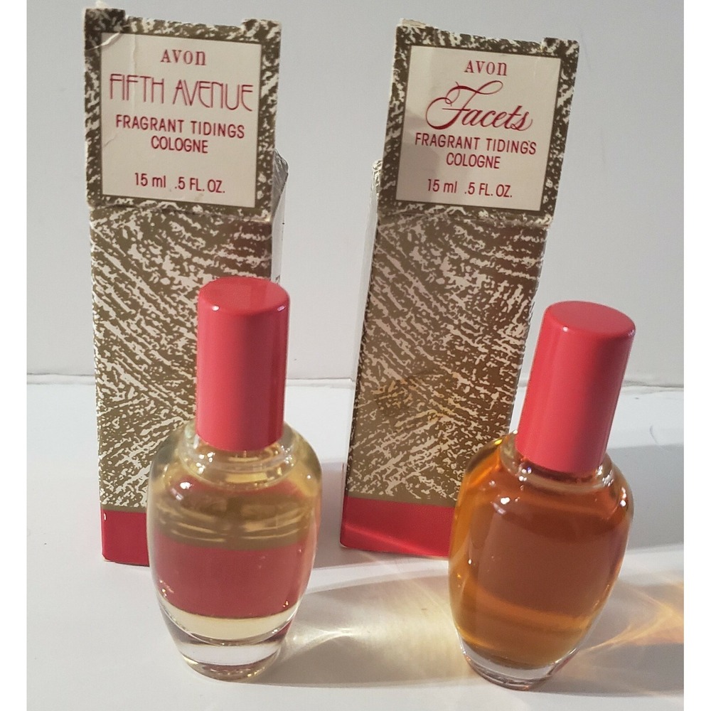 2 Vintage Avon 1994 Christmas Bottles 5th Ave & Facets Fragrant Tidings Cologne